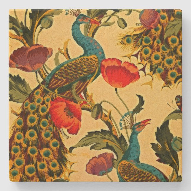 Porta-copo De Pedra Art Nouveau Elegance: Sidewall, The Peacock, 1896 (Frente)