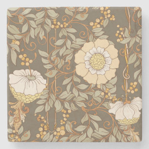 Porta-copo De Pedra Art Nouveau: Vintage Floral Decorativa.