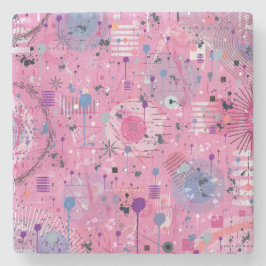 Porta-copo De Pedra Arte abstrata maximalista rosa