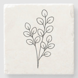 Porta-copo De Pedra Arte Botânica Minimalista de Eucalipto