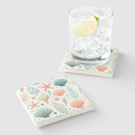 Porta-copo De Pedra Arte Coastal Shell