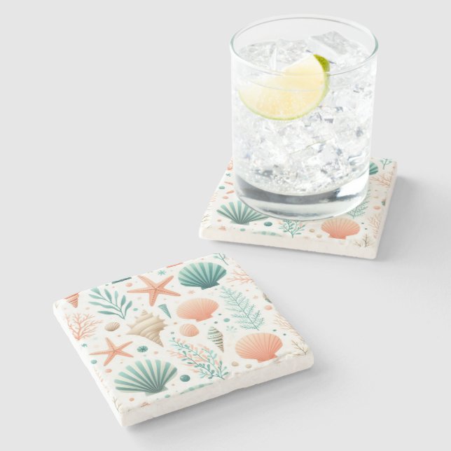 Porta-copo De Pedra Arte Coastal Shell (Lateral)