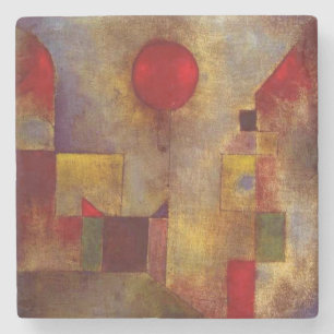 Porta-copo De Pedra Arte Colorida Abstrata Balão Vermelho Paul Klee 