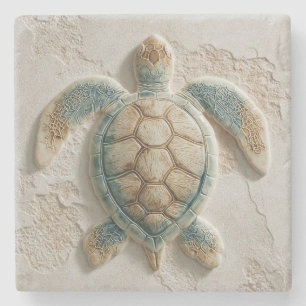 Porta-copo De Pedra Arte Costeira de Tartaruga Marinha Turquesa