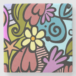 Porta-copo De Pedra Arte de Cubismo Moderno Abstrato