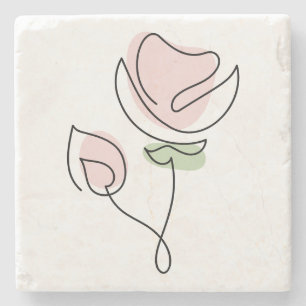 Porta-copo De Pedra Arte de Flor de Linha Única Minimalista