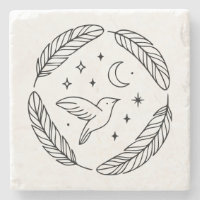 Arte de Linha de Beija-flor Místico em Círculo Cel