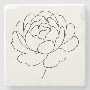 Porta-copo De Pedra Arte de Linha Flor de Peônia Minimalista