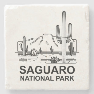 Porta-copo De Pedra Arte de Linha Mínima do Parque Nacional do Saguaro