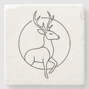 Porta-copo De Pedra Arte de Linha Minimalista de Veado – Arte de Anima