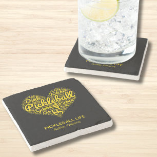 Porta-copo De Pedra Arte de Palavras Personalizada do Jogador de Pickl