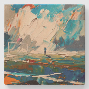 Porta-copo De Pedra "Arte do Futebol" (Estilo 2) Pintura a Óleo 