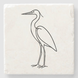 Porta-copo De Pedra Arte em Linha de Garça – Ilustração Minimalista de