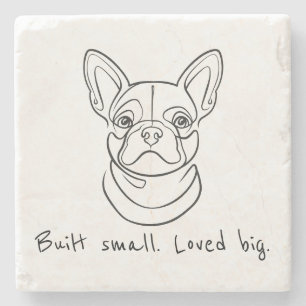Porta-copo De Pedra Arte em linhas de Bulldog Francês. Construído Pequ