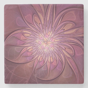 Porta-copo De Pedra Arte floral fractal moderno abstrato cores de frut
