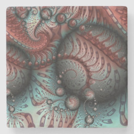Porta-copo De Pedra Arte fractal de fantasia vívida abstrata marrom az