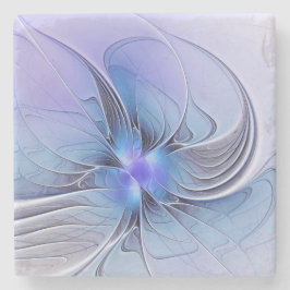 Porta-copo De Pedra Arte fractal moderna abstrata azul lavanda
