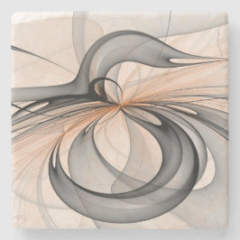 Porta-copo De Pedra Arte fractal moderno cinza sienito antracito abstr
