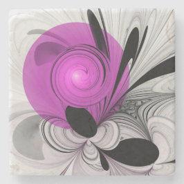 Porta-copo De Pedra Arte Fractal Preto Abstrato Com Magenta