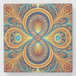 Porta-copo De Pedra Arte Fractal Vibrante