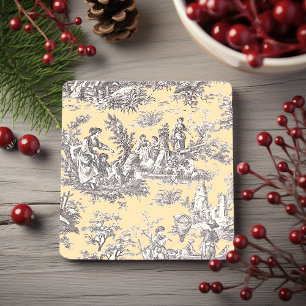 Porta-copo De Pedra Arte francês vintage preto amarelo Toile de Jouy