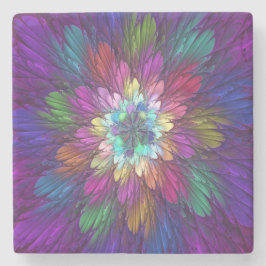 Porta-copo De Pedra Arte frontal Abstrato de Flor Psicodélica Colorida