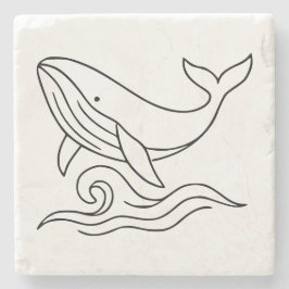 Porta-copo De Pedra Arte Minimalista de Baleia em Linha – Animal Marin