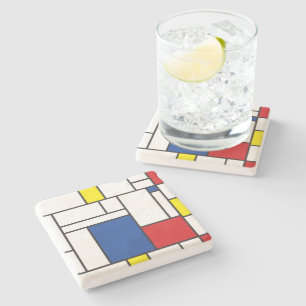Porta-copo De Pedra Arte Moderna De Stijl Geométrica Minimalista Mondr