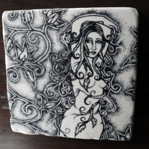 Porta-copo De Pedra Arte Pagan, Deusa de Tinta