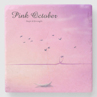 Porta-copo De Pedra Arte Pastel Outubro Rosa