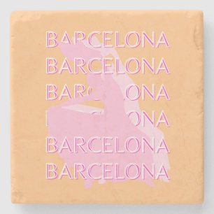Porta-copo De Pedra Arte Viagem de Barcelona, Espanha, Laranja, Rosa