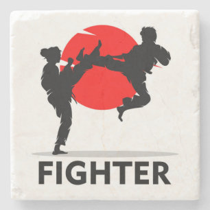 Porta-copo De Pedra Artes marciais Karate Combate Lutando ou Disparand