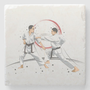Porta-copo De Pedra Artes marciais Karate Combate Lutando ou Disparand