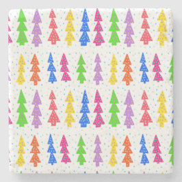 Porta-copo De Pedra Árvore de Natal Colorida Pop Art