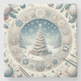 Porta-copo De Pedra Árvore de Natal de Inverno