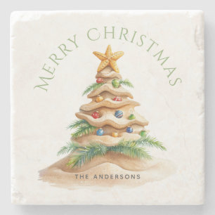 Porta-copo De Pedra Árvore de Natal Tropical Personalizada