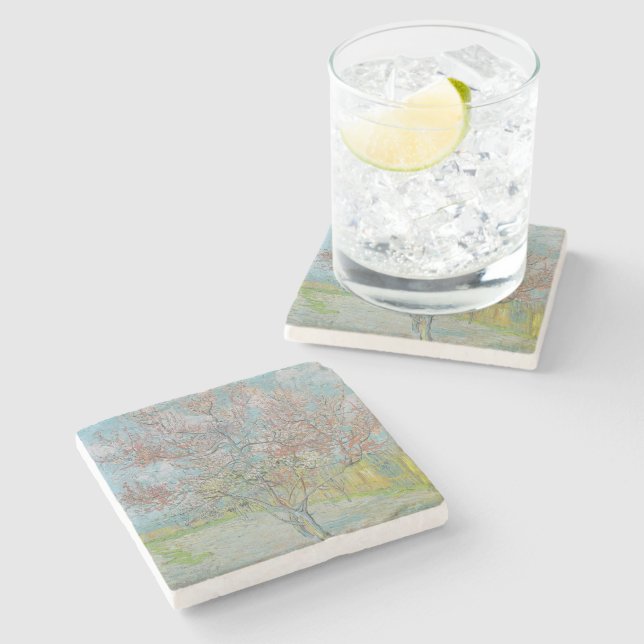 Porta-copo De Pedra Árvore de Pêssego de Flor (Lateral)