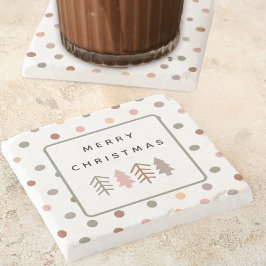 Porta-copo De Pedra Árvores de Natal e Pontos Boho Merry Christmas