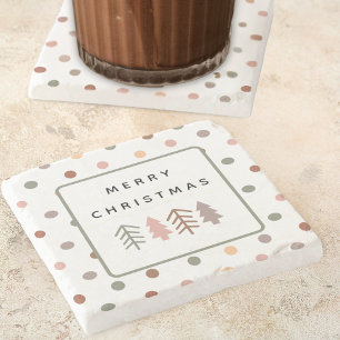 Porta-copo De Pedra Árvores de Natal e Pontos Boho Merry Christmas