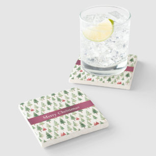 Porta-copo De Pedra Árvores de Natal Vermelhos