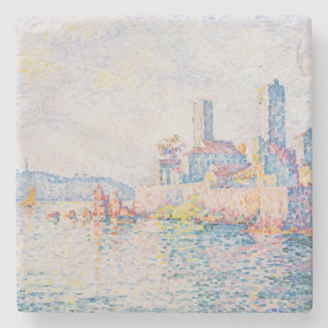 Porta-copo De Pedra As torres de Antibes (por Paul Signac) (Frente)