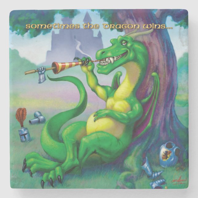 Porta-copo De Pedra Às vezes, o Dragão ganha (Frente)