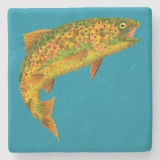 Porta-copo De Pedra Aspen Leaf Rainbow Trout 2