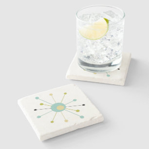 Porta-copo De Pedra Atum Starburst Aqua Blue Yellow Médio Mod