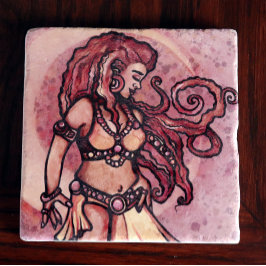 Porta-copo De Pedra Autumn Moon Belly Dancer Goddese
