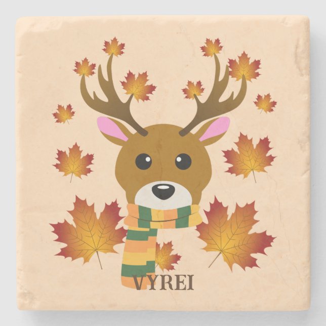 Porta-copo De Pedra Autumn Scarf Deer Mapaves (Frente)