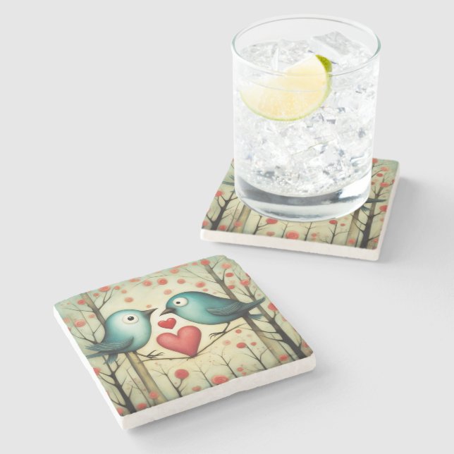 Porta-copo De Pedra Ave Love 3 (Lateral)