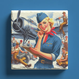 Porta-copo De Pedra Avião Antigo Pin-up