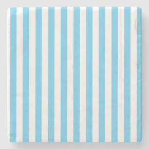 Porta-copo De Pedra Azul-bebê e branco, Porta copos ao quadrado Stripe
