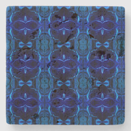 Porta-copo De Pedra Azul com traçados interligados 'flutuantes'